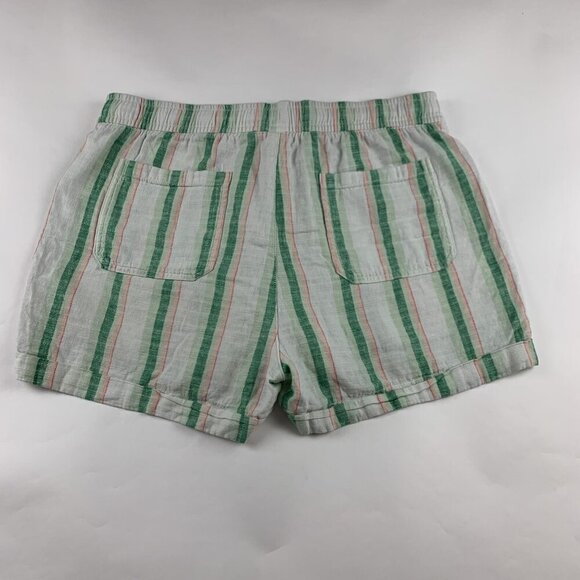 Old Navy Green Pink Stripe Linen Blend High Rise Pull On Shorts L - Picture 6 of 6